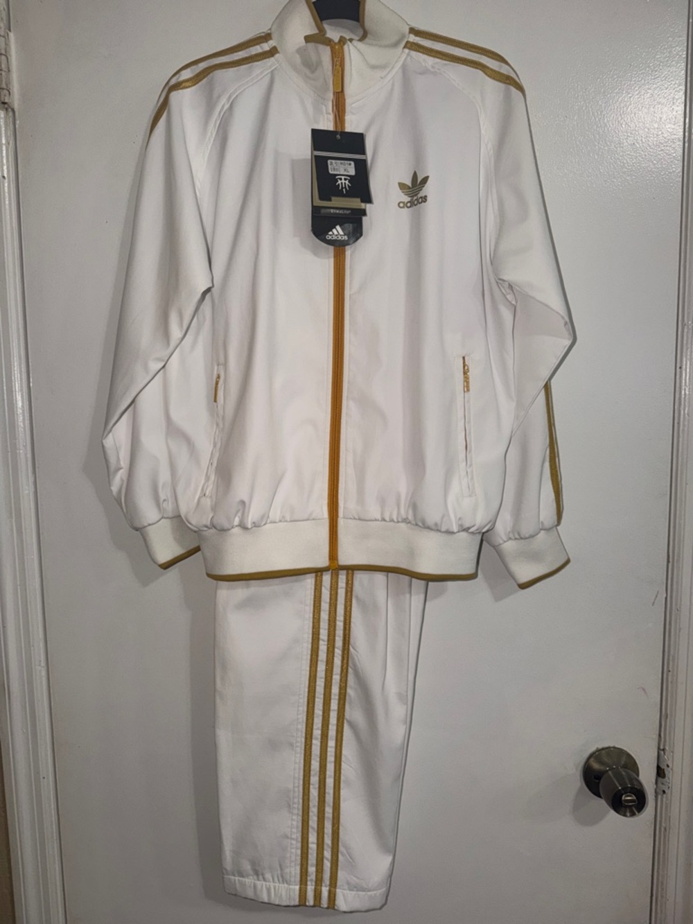 adidas White and Gold Athletic Track Set